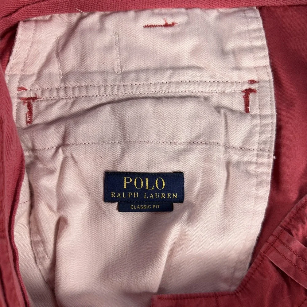 Polo Ralph Lauren Cargo Shorts Mens 36 Red Classic Baggy Distressed Logo Y2K